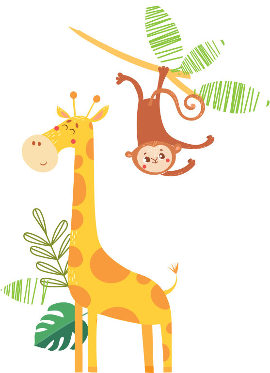 illustration of giraffe and monkey