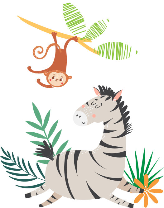 illustration of zebra and monkey